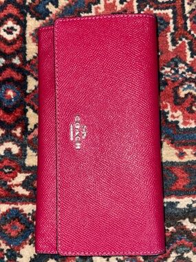 Coach Red Leather Tri-Fold Wallet